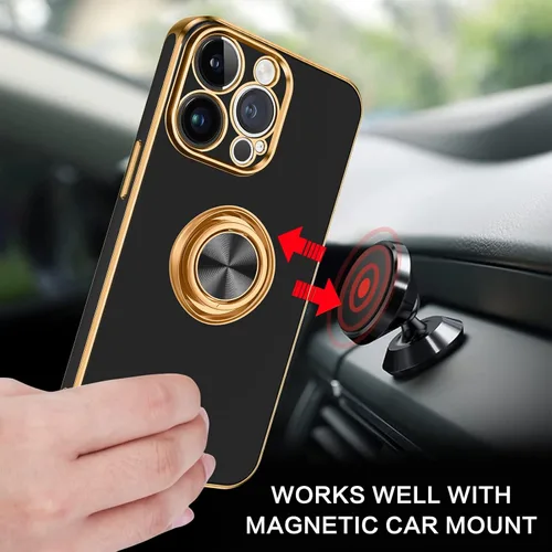 Vista 4 de BENTOBEN Funda para iPhone 14 Pro Max, delgada, ligera, soporte de anillo de 360°, soporte de soporte para automóvil, a prueba de golpes