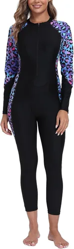 Vista 11 de Halcurt - Traje de baño de una pieza con cremallera frontal para mujer, manga larga, con protección contra erupciones (factor de protección solar 50)
