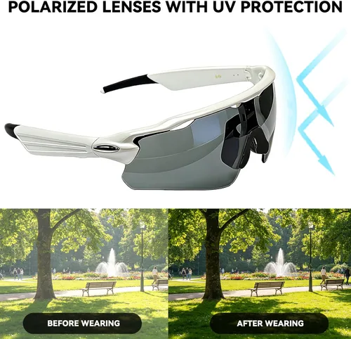 Vista 6 de Lentes de audio inteligentes Bluetooth, para correr, ciclismo, lentes de sol Bluetooth con música y llamadas manos libres, asistente de voz AI
