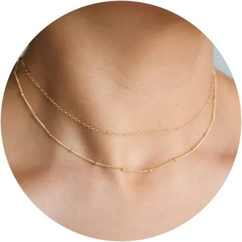 Vista 14 de CHESKY Collar con dije de satélite de moda para mujer, chapado en oro de 14 quilates/chapado en plata, gargantilla delicada, collares de cuentas
