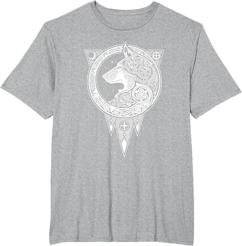 Vista 58 de Viking Fenris Wolf - Camiseta de mitología nórdica con símbolo de Fenrir Asphalt Grey