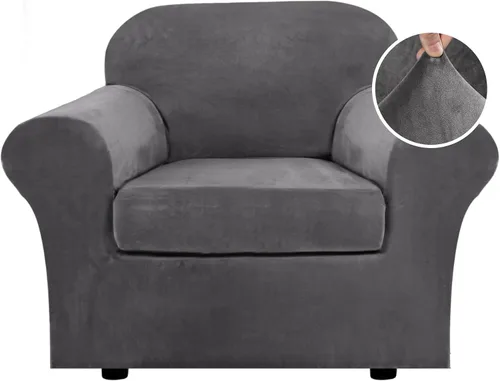 Vista 16 de H.VERSAILTEX - Funda elástica para sofá de 2 piezas, funda protectora de terciopelo, suave, con parte inferior elástica, con un ancho de hasta 49