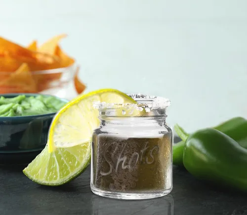 Vista 5 de Palais 'Shots' Mason Jar - Vasos de chupito, capacidad para 2.4 onzas, juego de 6 (transparente)