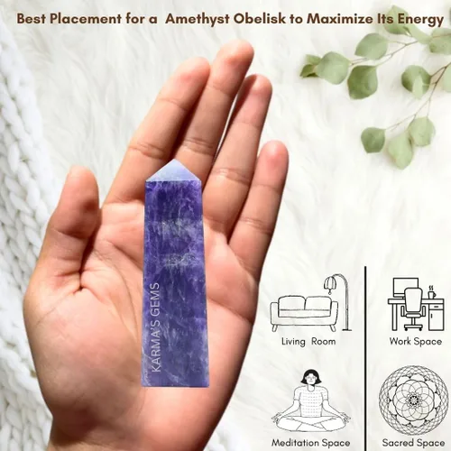 Vista 4 de Amatista, 3-4 pulgadas, 4 facetas, torres de cristal, curación natural, obelisco, curación de reiki, rejilla de cristal, punto único, chakra reiki