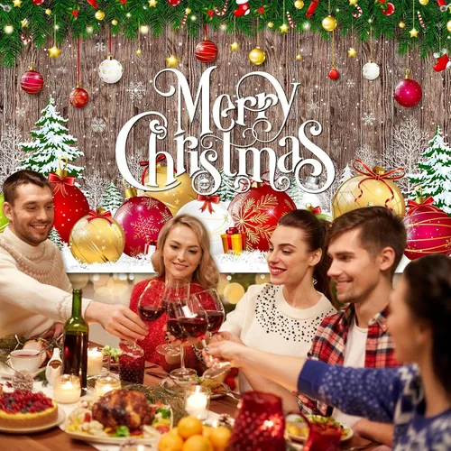 Vista 4 de Irenare Telón de fondo de Navidad, banner de Feliz Navidad, decoración para fiesta, fondo de fotografía de Navidad, accesorios para fotos