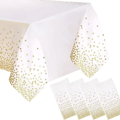 Vista 13 de 2 Empaques Mantel de Plástico Negro, 54 pulgadas x 108 pulgadas Cubierta de Mesa Rectangular Desechable para Fiestas, Adecuado para Cumpleaños