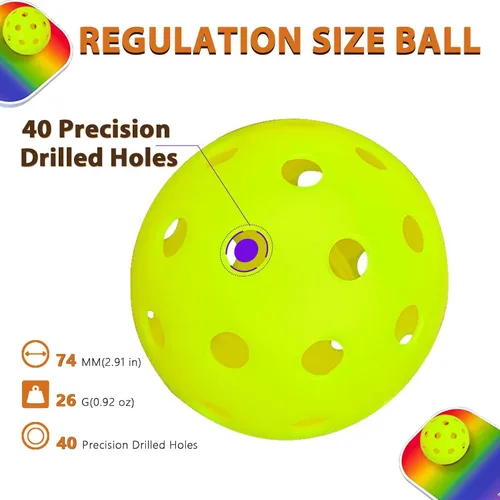 Vista 4 de Outdoor Pickleball Balls Set, USAPA Approved, 40 Hole, High Bounce True Flight, Durable for All Skill Levels