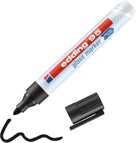 Vista 11 de edding Rotulador de cristal 95 – multicolor – 6 bolígrafos de cristal – Punta redonda de 0.059 – 0.118 in – Rotulador lavable – para escribir