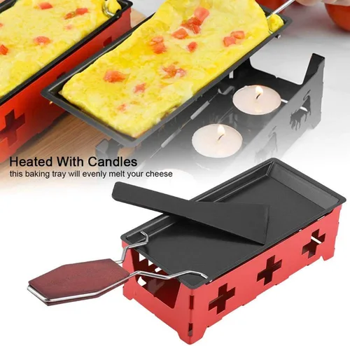 Vista 6 de Queso Raclette - Bandeja de horno antiadherente antiadherente para queso, parrilla de hierro, accesorios de placa de metal para queso, bandeja