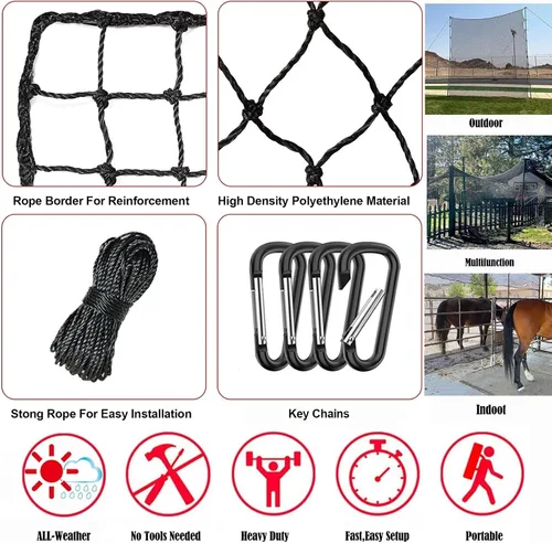 Vista 4 de Golf Practice Net, Heavy Duty PE Sports Barrier Netting