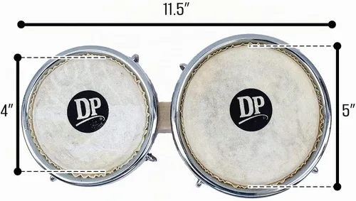 Vista 2 de DP Music Mini Bongo Bandera de Puerto Rico - Instrumento de Percusión Conjunto de Tambores Afinables DP-11145PRF 0