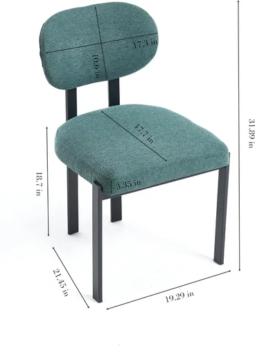 Vista 5 de Modern Dining Room Chairs Set of 2, Mid-Century Upholstered Kitchen Dining Chairs with Metal Legs, Table & Seating Chair Sets for Dining Room,Green