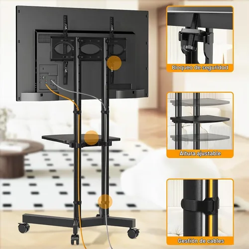 Vista 4 de Mobile TV Stand with Upgraded Wheels for 32-75 Inch TVs up to 88 lbs