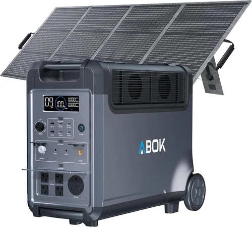 Vista 11 de ABOK Ark3600 Portable Power Station with 400W Solar Panel,2000W Solar Input 3840Wh LiFePO4 Battery, Expandable to 11520Wh,15 Outlets, 3600W Solar