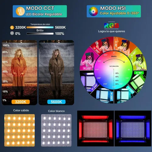 Vista 3 de GVM - Luz de video LED RGB con 3 cajas de luz, 680RS, 3 paquetes de luces de estudio de 50 W con control Bluetooth, iluminación de fotografía