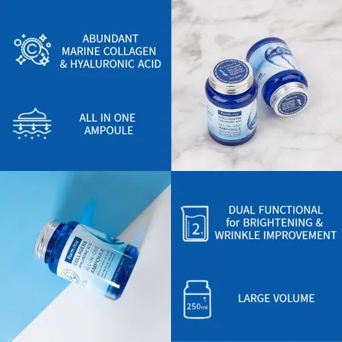 Vista 4 de Farmstay Ampolla todo en uno de colágeno y ácido hialurónico, suero facial que reduce las líneas finas y las arrugas, suero para la cara