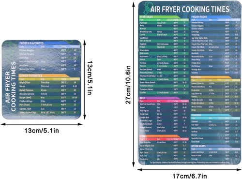 Vista 2 de Freidora de aire Tabla de tiempos de cocción, freidora de aire, hoja magnética de trucos para freidora de cocina, hoja de imán para freidora