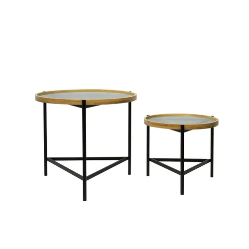 Vista 2 de Juego de 2 mesas DKD Home Decor Negro 64 x 64 x 55 cm 62 x 62 x 55,5 cm
