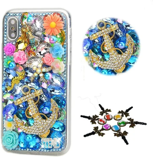 Vista 17 de Sparkle Case compatible con Samsung Galaxy Z Flip 2 5G - Elegante - Funda 3D hecha a mano con corona de flores y luna con diamantes de imitación