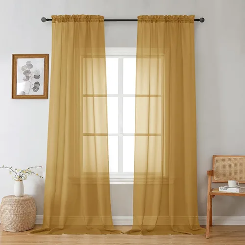 Vista 189 de Gwine Cortinas transparentes negras de 108 pulgadas de largo Negro