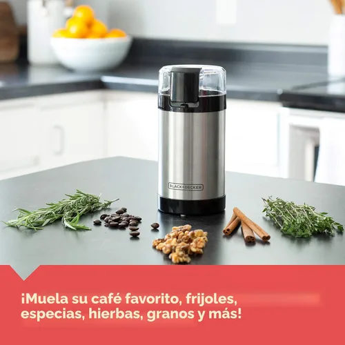 Vista 3 de BLACK+DECKER Molinillo de café One Touch, capacidad de grano de café de 2/3 tazas, molinillo de especias, control de botón de un solo toque, 150