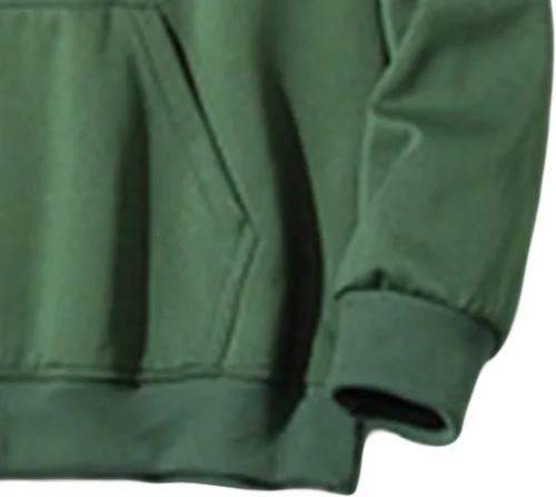 Vista 6 de Sudadera básica de color sólido con cuello redondo para hombre, sudadera holgada con cordón y bolsillo de canguro, Verde