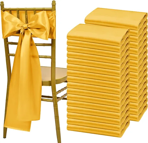 Vista 14 de Showgeous 60 cintas de satén color burdeos para decoración de sillas de recepción de boda, lazos para sillas de 7 x 78 pulgadas para banquetes