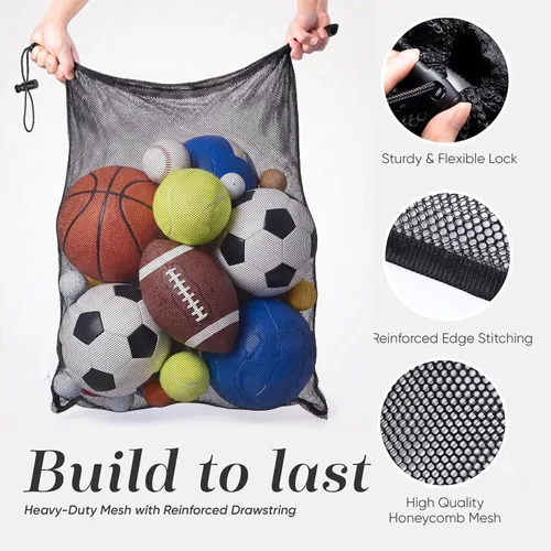 Vista 3 de Mesh Equipment Bag, Adjustable, Cord Closure, 32"x36" and 24”x36” Negro
