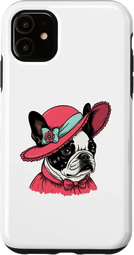 Vista 5 de Carcasa victoriana para iPhone 14 Boston Terrier English Lady Funny Dog