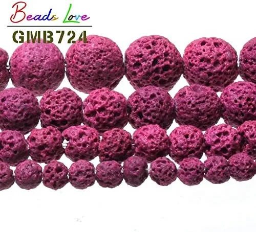 Vista 6 de Cuentas redondas sueltas de piedra volcánica multicolor de lava, para hacer joyas, pulseras, collares, joyas de 4 6 8 10 0.472 in