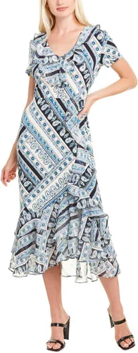 Vista 3 de Karl Lagerfeld Paris Women's Ruffle Maxi Dress Heritage Azul Multi