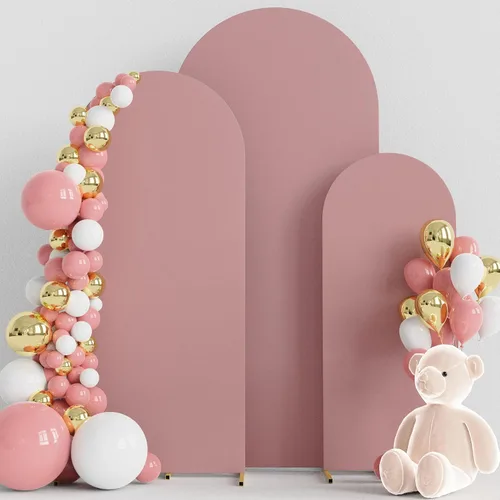 Vista 28 de Wokceer - Juego de 3 fundas de arco para telón de fondo, color beige 6FT,5FT,4FT Spandex Fitted Balloon Arch Cover Round Top Chiara Backdrop Cover