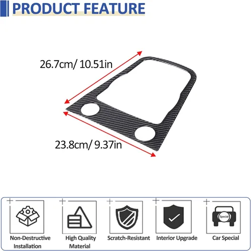 Vista 3 de Daeiclru Cubierta de fibra de carbono real para el panel de cambios del interior del automóvil, compatible con Jaguar F-TYPE 2013-2022, accesorios