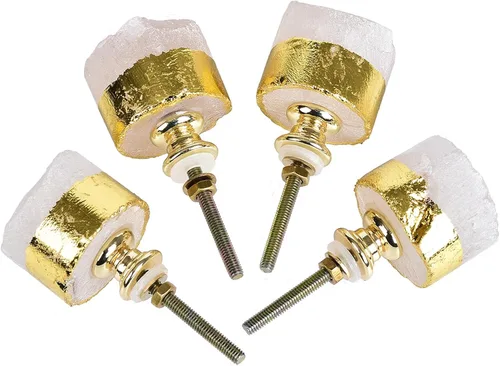 Vista 9 de JIC Gem Juego de 2 pomos de cristal de amatista natural para cocina, baño