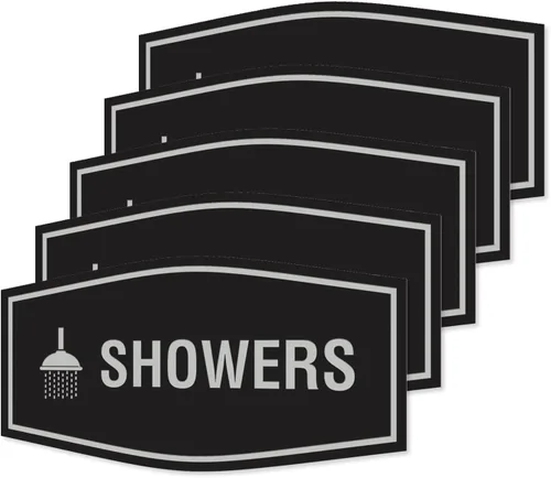 Vista 52 de Fancy Showers - Letrero (negro/plateado), tamaño mediano