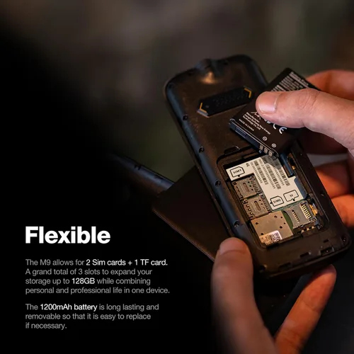 Vista 4 de AGM Teléfono con funciones M9, compatible con 4G LTE T-Mobile, 3 ranuras para tarjetas/128 GB TF expandir, IP68 impermeable/a prueba de caídas