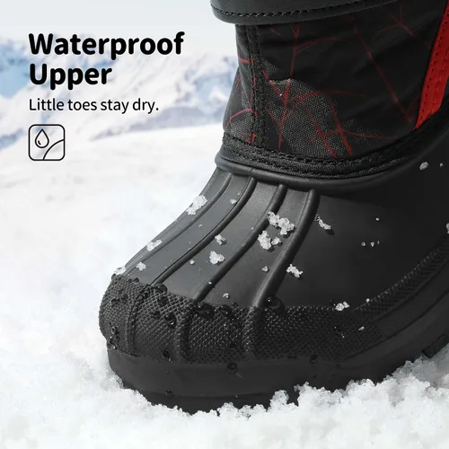 Vista 2 de DREAM PAIRS Botas de nieve de invierno impermeables de media pantorrilla para niños y niñas