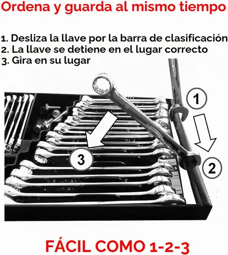 Vista 2 de TOOL SORTER Organizador de llaves (negro), fabricado en Estados Unidos