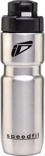 Vista 2 de Speedfil Speedflask - Botella de agua deportiva de acero inoxidable aislada al vacío de 21 onzas con tapa trasera de rebote 2.0 (plateado)