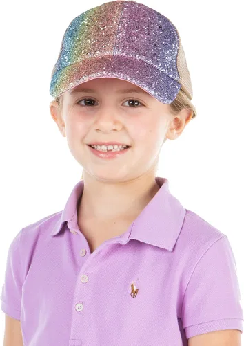 Vista 3 de Funky Junque Gorra de béisbol para niña con diseño de moño desordenado, cola de caballo alta para niños