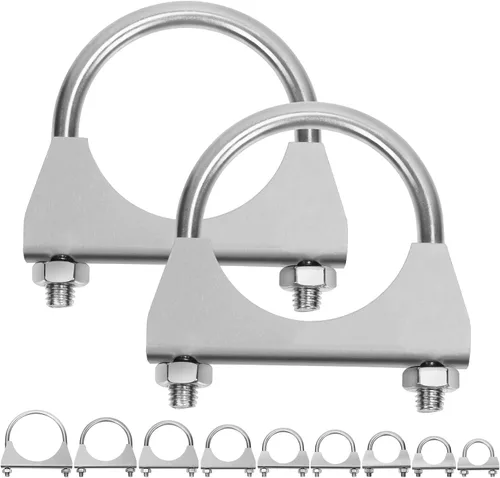 Vista 10 de Swpeet Kit de 2 piezas de abrazadera de escape de 1.5 pulgadas con perno en U, abrazaderas de perno en U de 1-1/2 pulgadas de acero inoxidable