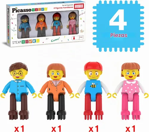Vista 3 de Picasso Toys Bloques de Erizo 4 Figuras de Personajes de Acción Familiar Juguete para Niños Pequeños Construcción Bloques de Baldosas Paquete