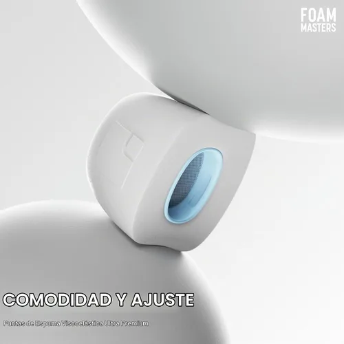 Vista 4 de Almohadillas de espuma viscoelástica prémium para AirPods Pro 1° y 2° generación, 3 pares, versión Black Magic 6.0, cómodas, seguras, mejor Blanco