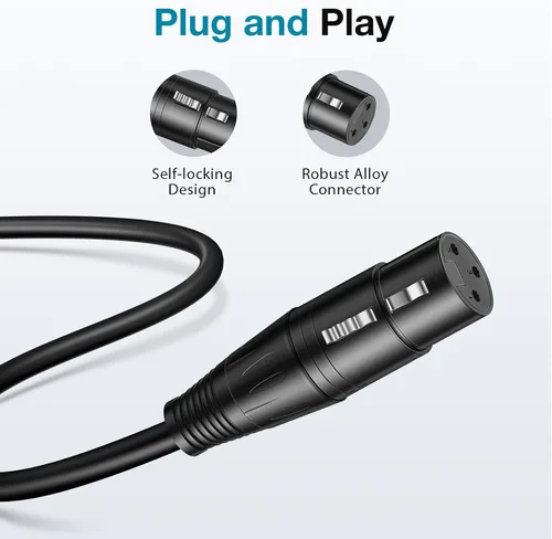 Vista 5 de InnoGear XLR - Cables de micrófono, 3 pies, paquete de 2 cables de cobre sin oxígeno macho a hembra de 3 pines, cable de micrófono XLR equilibrado