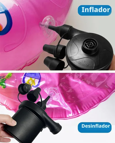 Vista 9 de Bomba de aire eléctrica inflable, bomba de inflado rápida portátil de 110 V AC/12 V CC con 3 boquillas, utilizada para barcos inflables, etc