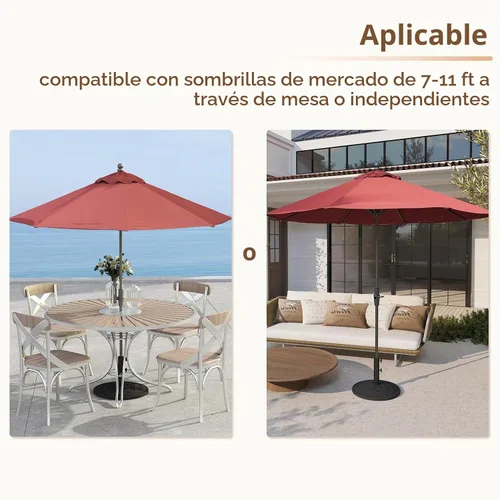 Vista 6 de C-Hopetree Base redonda resistente de 26 libras para sombrilla de mesa de mercado de patio al aire libre, color negro