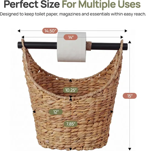 Vista 2 de Vintiquewise (TM) - Soporte para papel higiénico rústico/cesta para revistas Marrón
