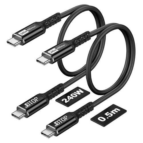 Vista 6 de Cable USB C a C corto (1 pie, 2 paquetes) Cable USB C de carga rápida