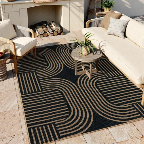 Vista 42 de Lahome Tapetes geométricos para puerta de interior para entrada, alfombra antideslizante lavable de 2 x 3 negro / neutro