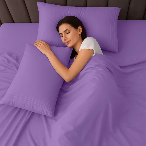 Vista 349 de LUX Décor - Juego de sábanas Twin de microfibra ultrasuave de 3 piezas con sábana encimera, sábana bajera de 16 pulgadas de profundidad y funda